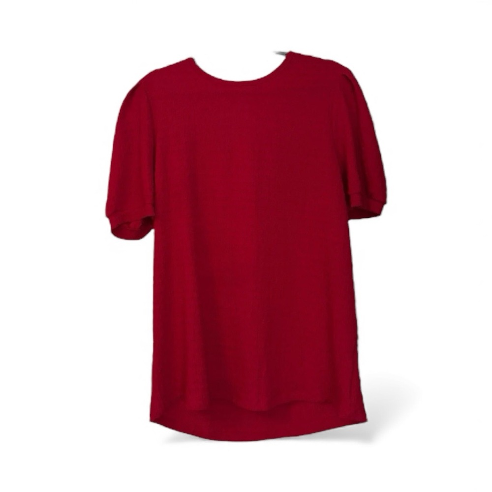 Sunshine & Rodeo Elegant Red Short Sleeve Women's Top Size M Dress Shirt